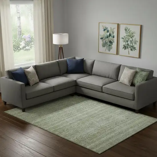 Sage And Gray Striped Washable Area Rug With UV Protection Photo 2