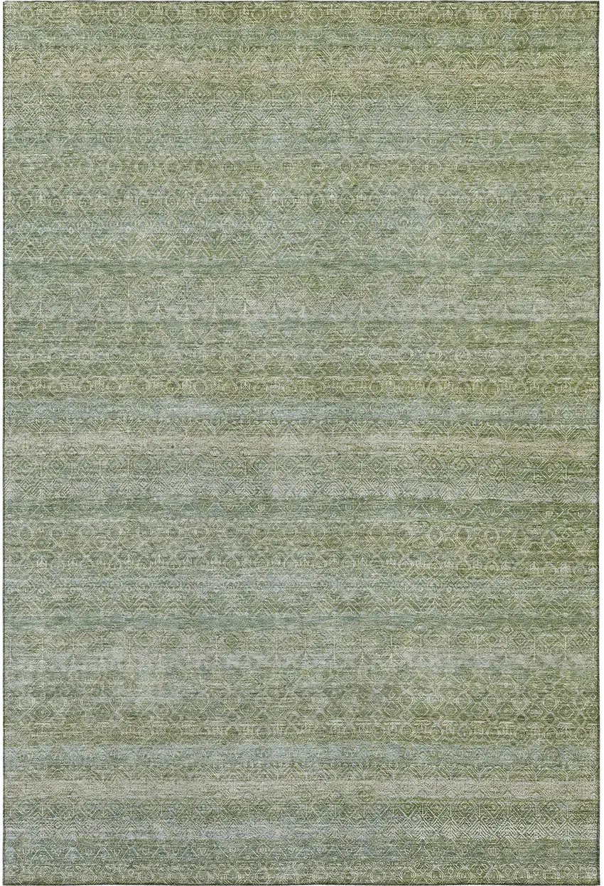 Sage And Gray Striped Washable Area Rug With UV Protection Photo 4