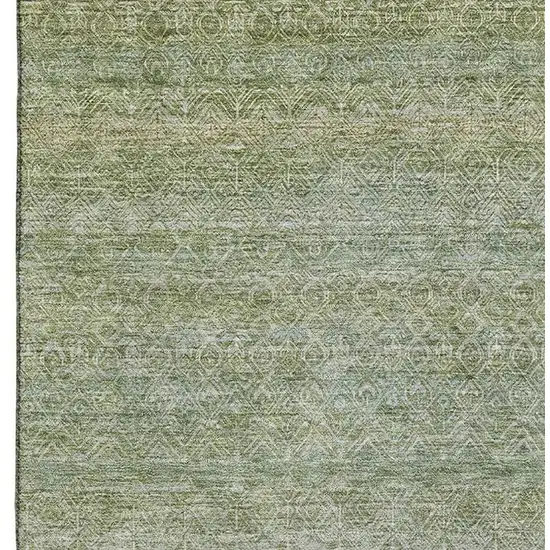 Sage And Gray Striped Washable Area Rug With UV Protection Photo 3