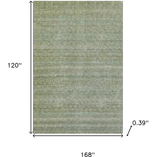 Sage And Gray Striped Washable Area Rug With UV Protection Photo 9