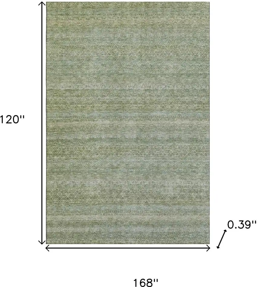 Sage And Gray Striped Washable Area Rug With UV Protection Photo 9