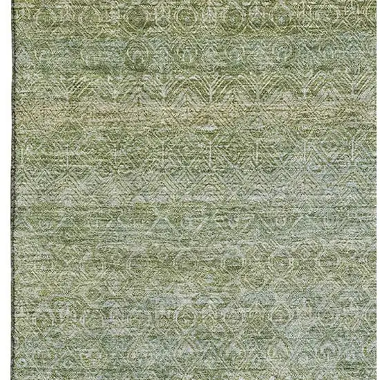 Sage And Gray Striped Washable Area Rug With UV Protection Photo 3