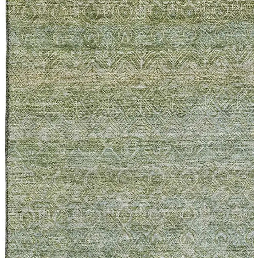 Sage And Gray Striped Washable Area Rug With UV Protection Photo 3