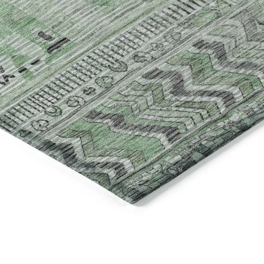 Sage And Gray Striped Washable Indoor Outdoor Area Rug Photo 9