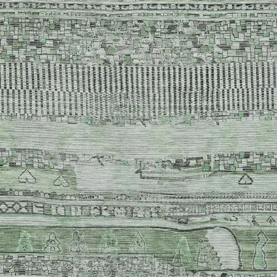 Sage And Gray Striped Washable Indoor Outdoor Area Rug Photo 4