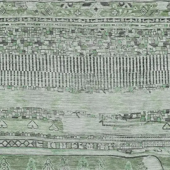 Sage And Gray Striped Washable Indoor Outdoor Area Rug Photo 4