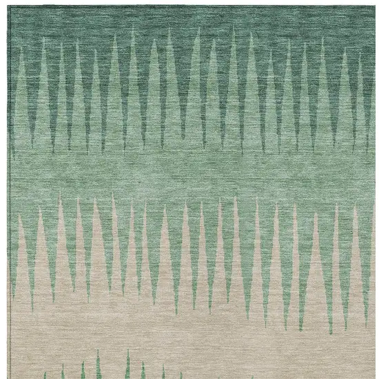 Sage And Gray Striped Washable Indoor Outdoor Area Rug Photo 6