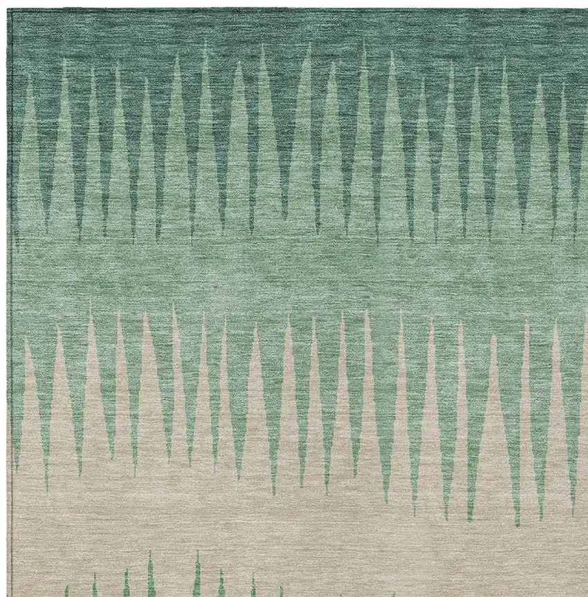 Sage And Gray Striped Washable Indoor Outdoor Area Rug Photo 6
