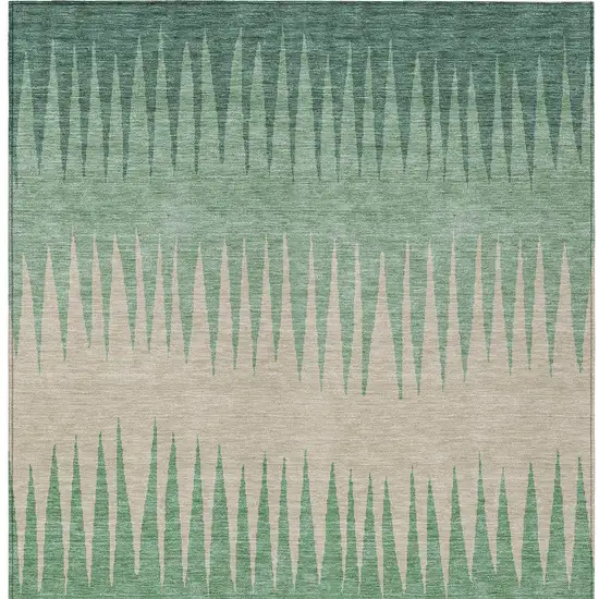 Sage And Gray Striped Washable Indoor Outdoor Area Rug Photo 7