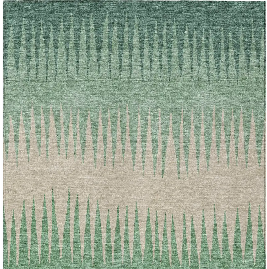 Sage And Gray Striped Washable Indoor Outdoor Area Rug Photo 7