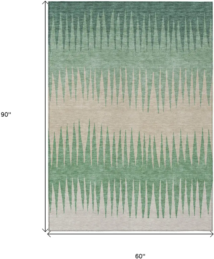 Sage And Gray Striped Washable Indoor Outdoor Area Rug Photo 3