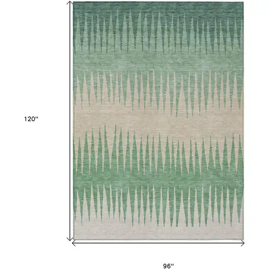 Sage And Gray Striped Washable Indoor Outdoor Area Rug Photo 3