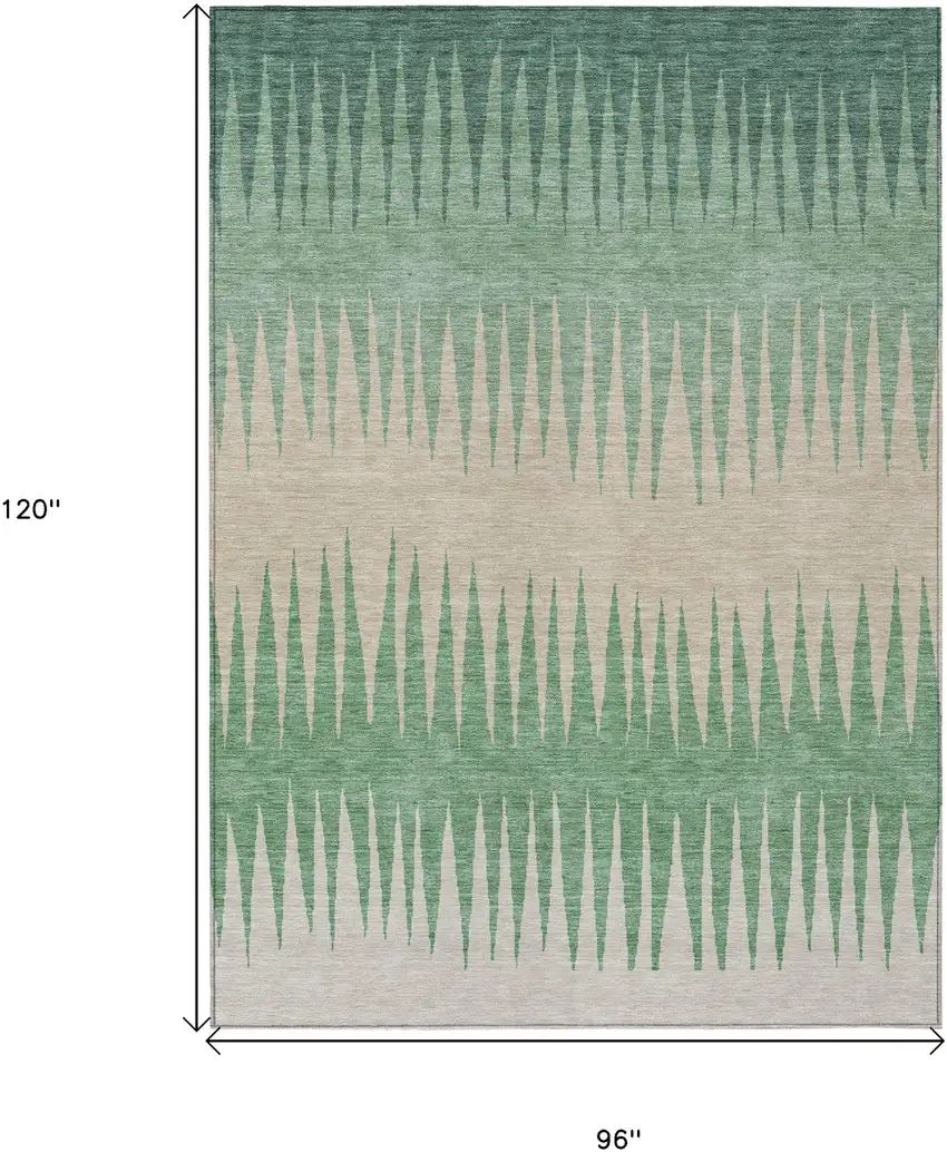 Sage And Gray Striped Washable Indoor Outdoor Area Rug Photo 3
