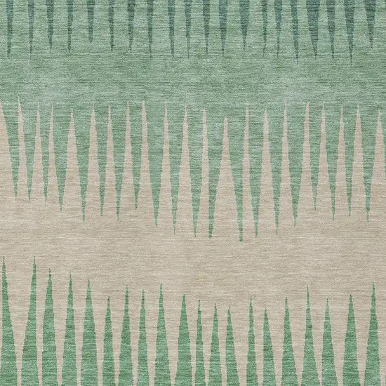 Sage And Gray Striped Washable Indoor Outdoor Area Rug Photo 6