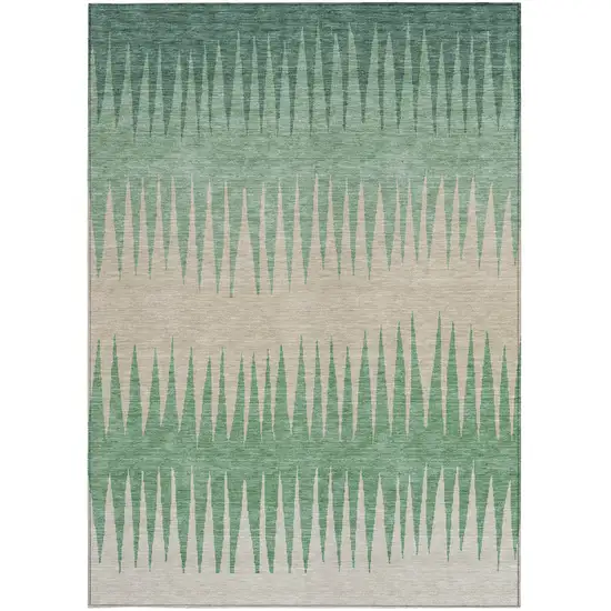 Sage And Gray Striped Washable Indoor Outdoor Area Rug Photo 6