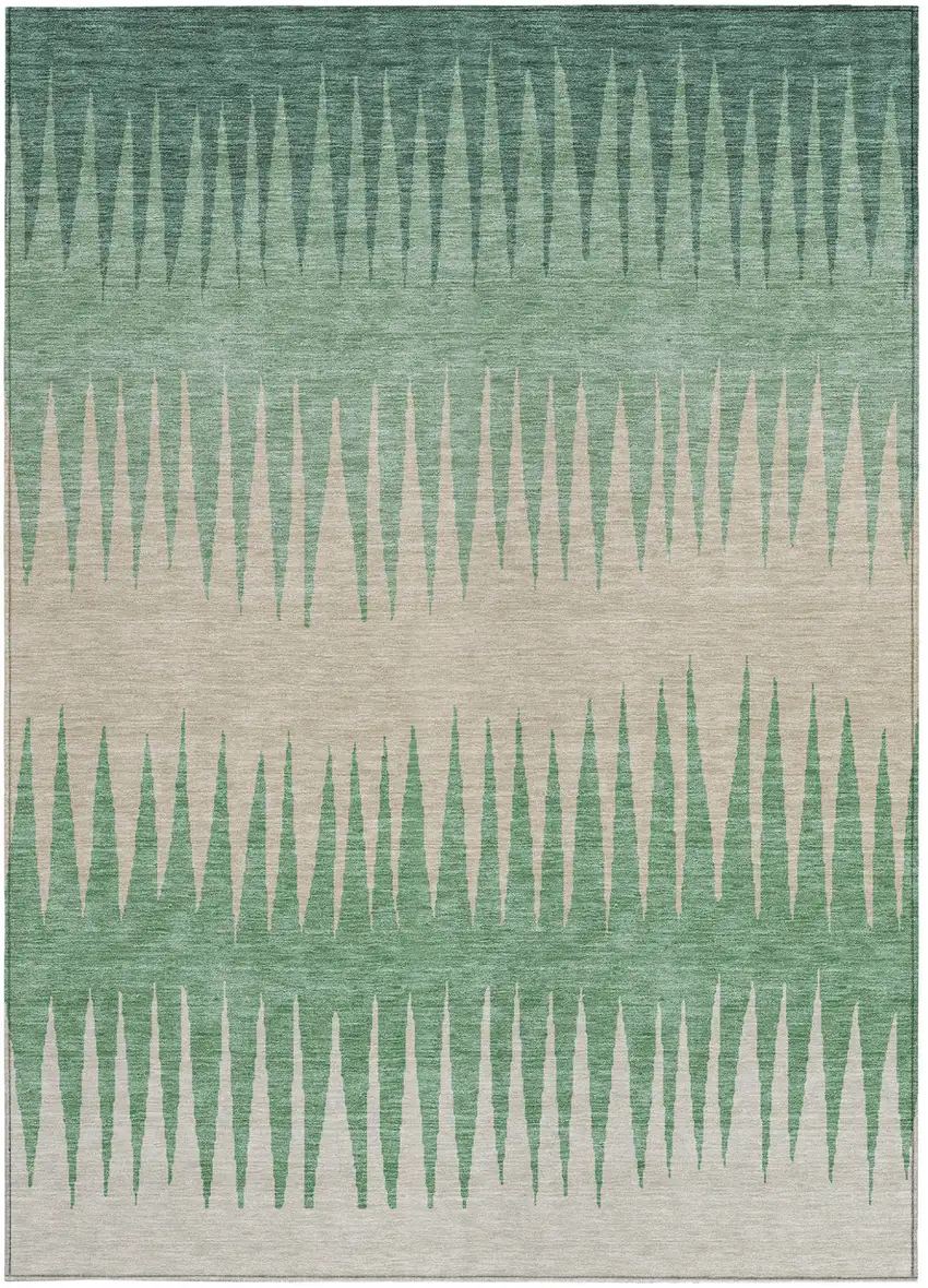 Sage And Gray Striped Washable Indoor Outdoor Area Rug Photo 7