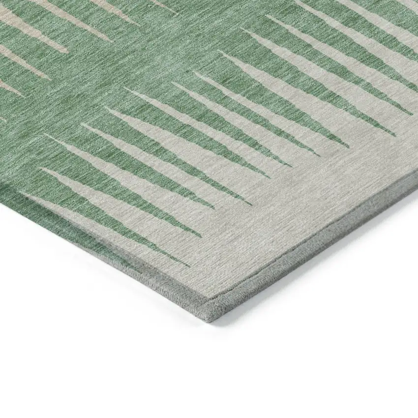 Sage And Gray Striped Washable Indoor Outdoor Area Rug Photo 5