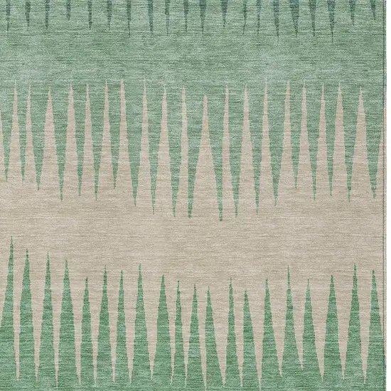 Sage And Gray Striped Washable Indoor Outdoor Area Rug Photo 6