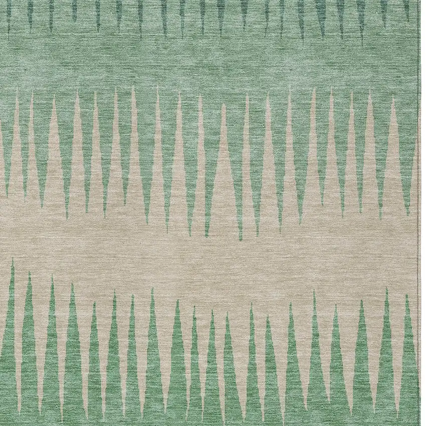 Sage And Gray Striped Washable Indoor Outdoor Area Rug Photo 6