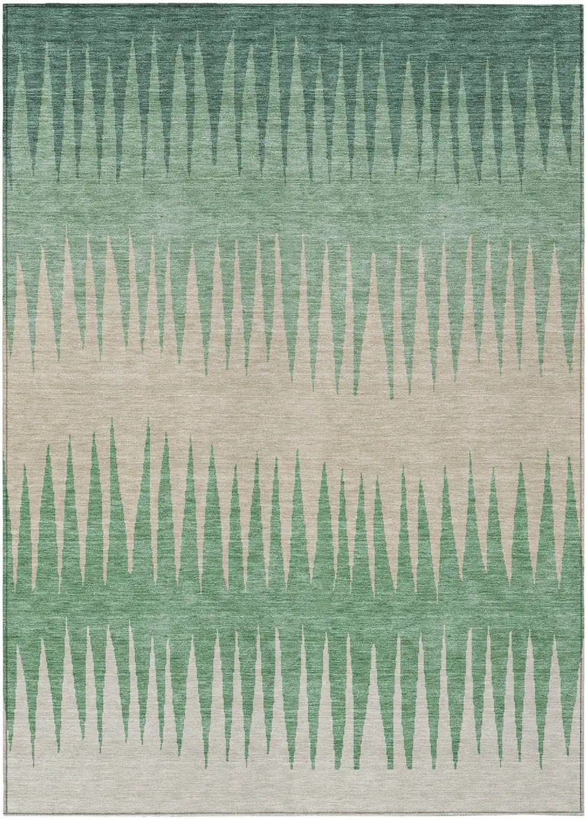 Sage And Gray Striped Washable Indoor Outdoor Area Rug Photo 2
