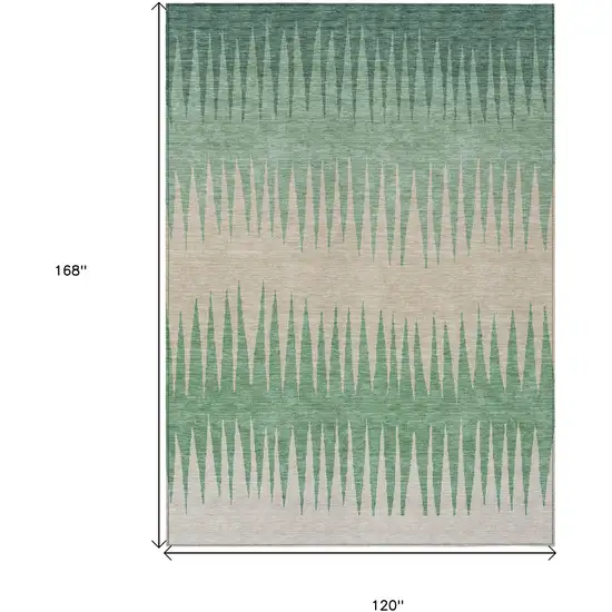 Sage And Gray Striped Washable Indoor Outdoor Area Rug Photo 3