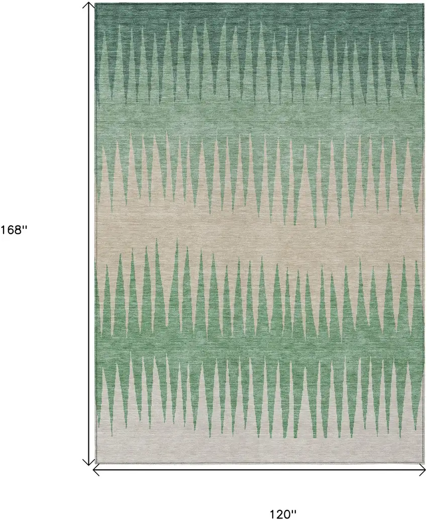 Sage And Gray Striped Washable Indoor Outdoor Area Rug Photo 3