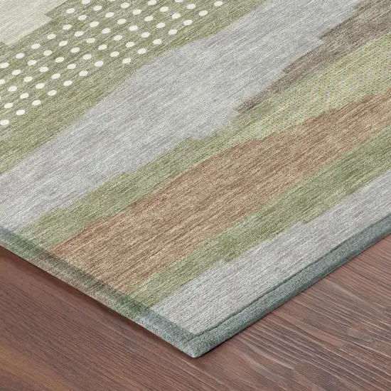 Sage And Green Abstract Washable Indoor Outdoor Area Rug Photo 3