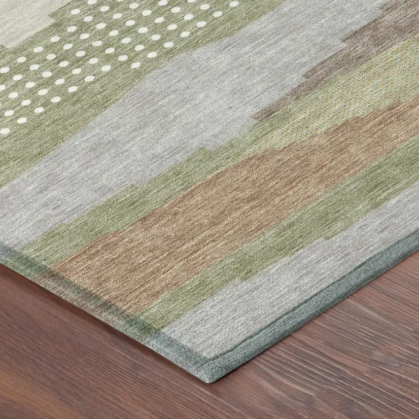 Sage And Green Abstract Washable Indoor Outdoor Area Rug Photo 3
