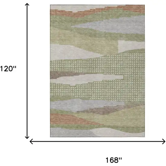 Sage And Green Abstract Washable Indoor Outdoor Area Rug Photo 5
