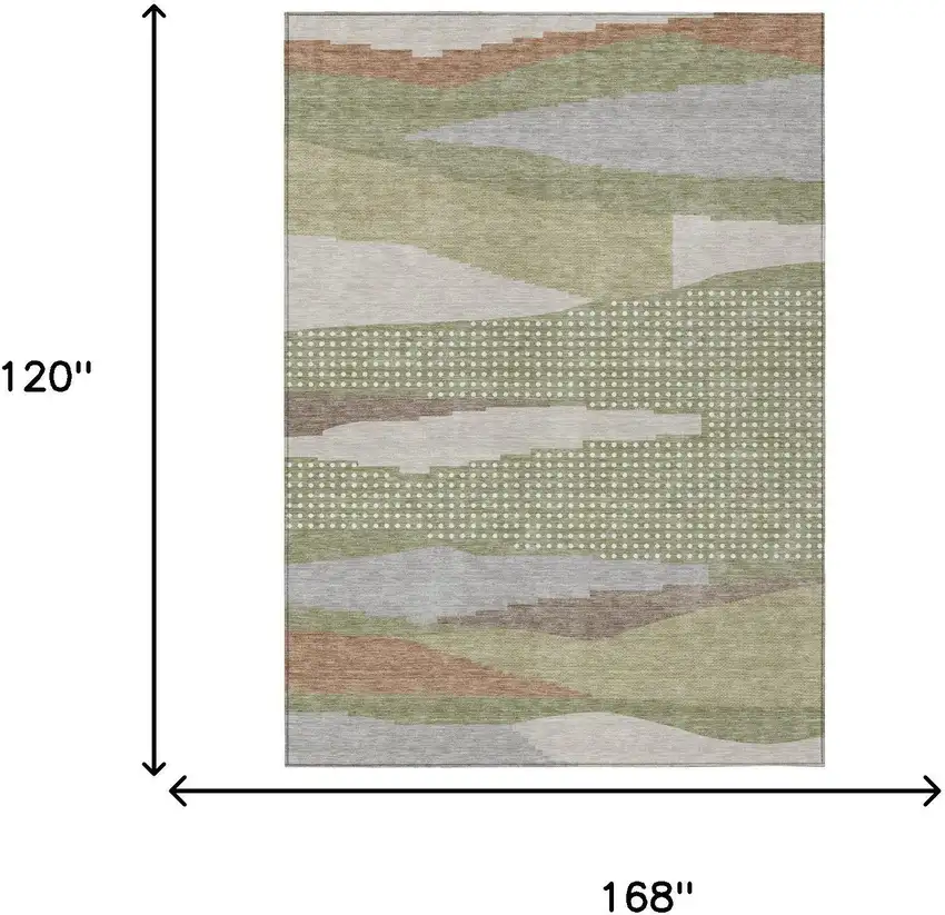 Sage And Green Abstract Washable Indoor Outdoor Area Rug Photo 5