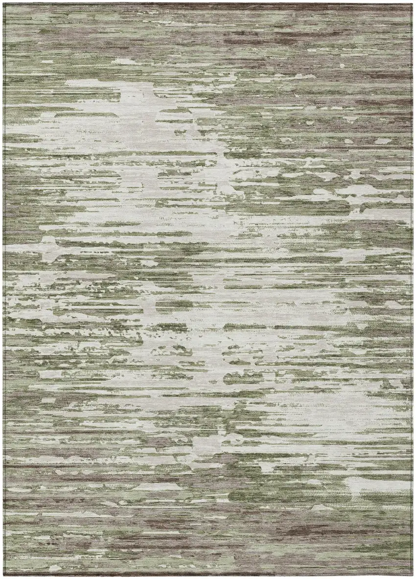 Sage And Green Abstract Washable Indoor Outdoor Area Rug Photo 2