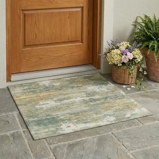 Sage And Green Abstract Washable Indoor Outdoor Area Rug Photo 1
