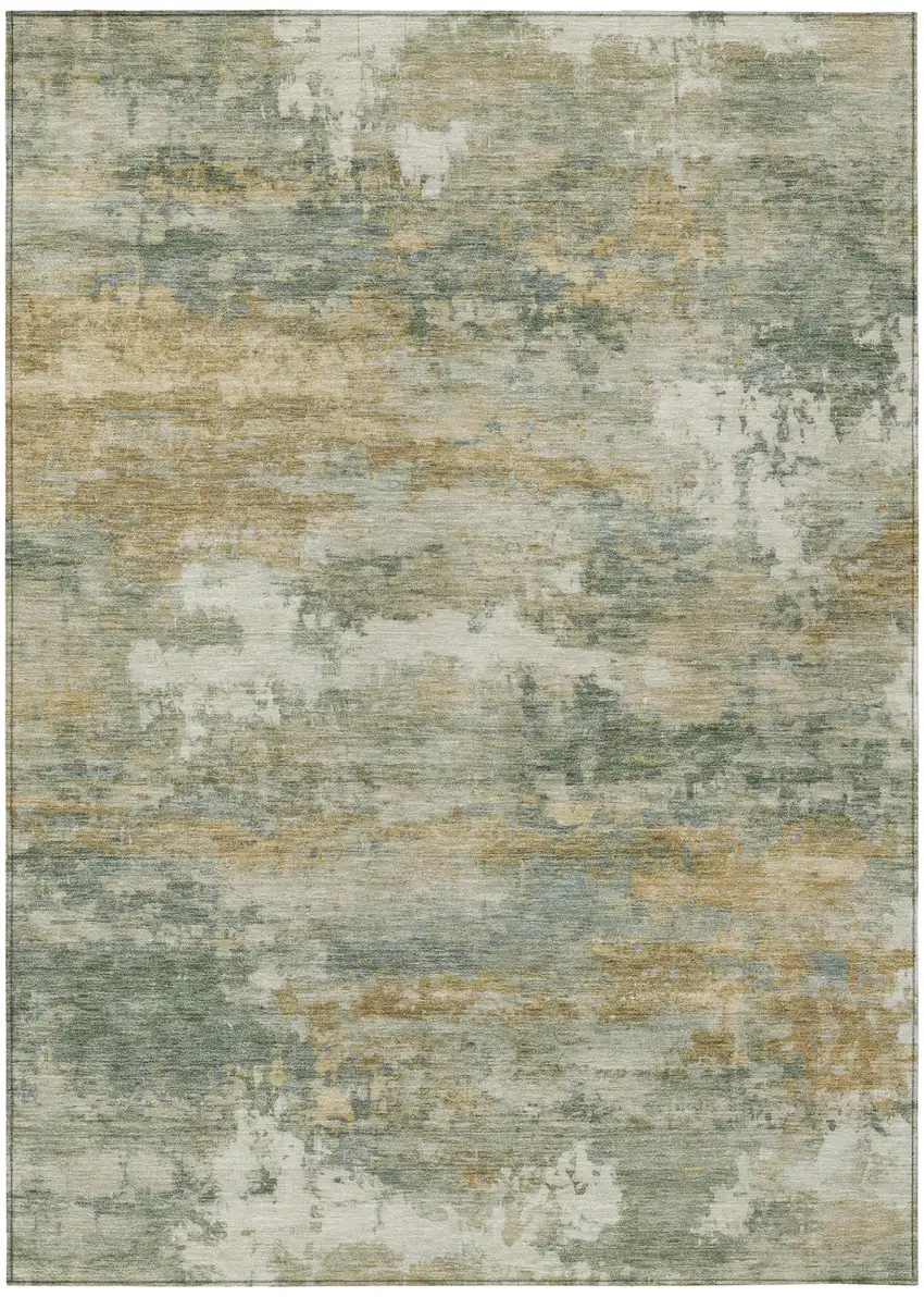 Sage And Green Abstract Washable Indoor Outdoor Area Rug Photo 2