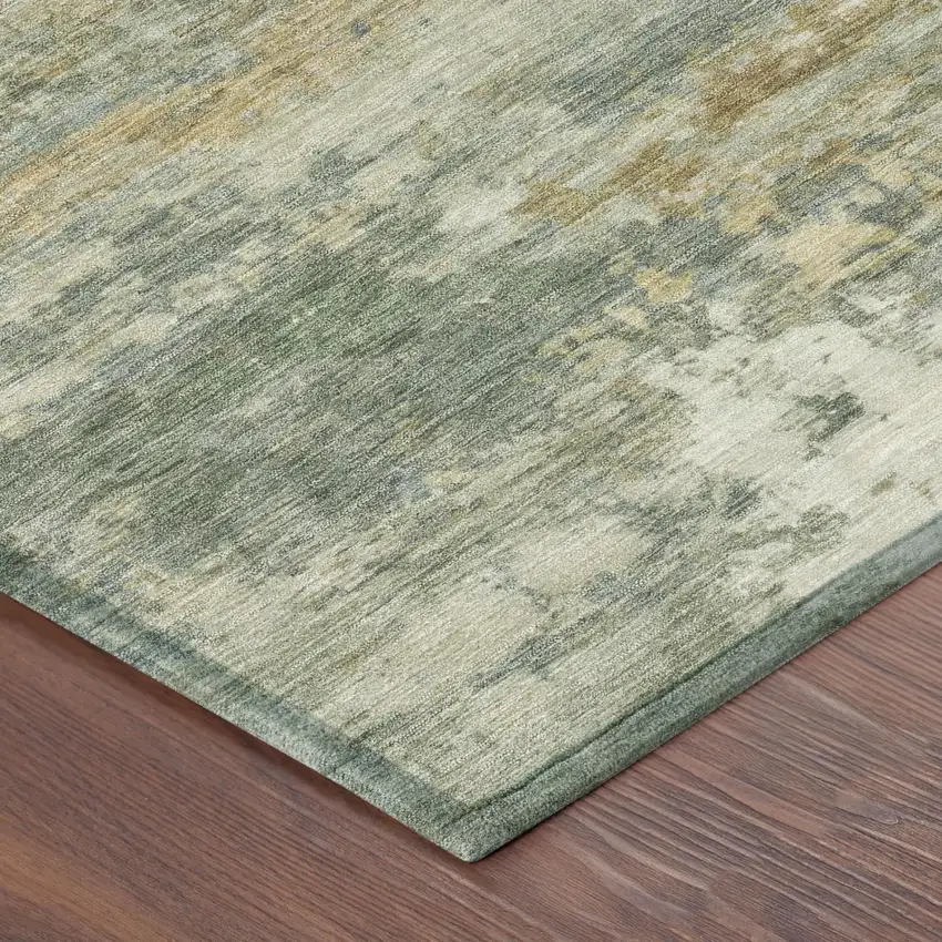 Sage And Green Abstract Washable Indoor Outdoor Area Rug Photo 3