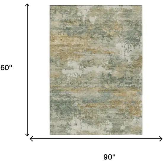 Sage And Green Abstract Washable Indoor Outdoor Area Rug Photo 5