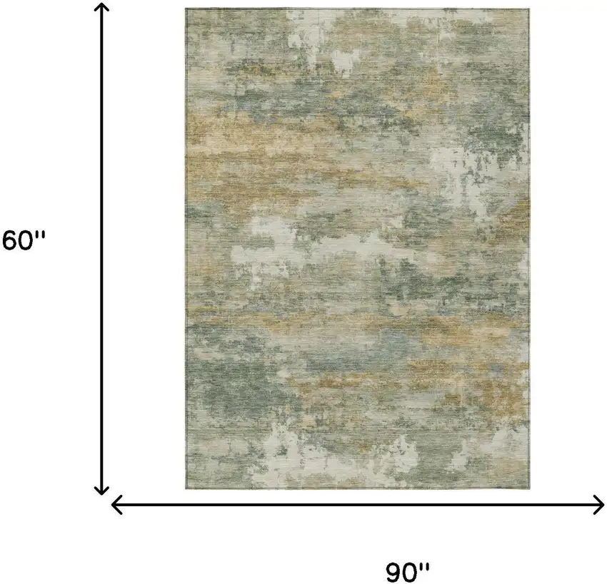 Sage And Green Abstract Washable Indoor Outdoor Area Rug Photo 5