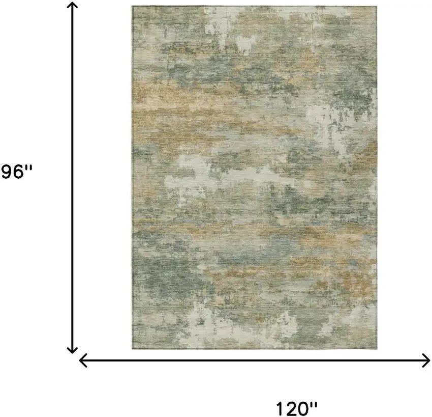 Sage And Green Abstract Washable Indoor Outdoor Area Rug Photo 5
