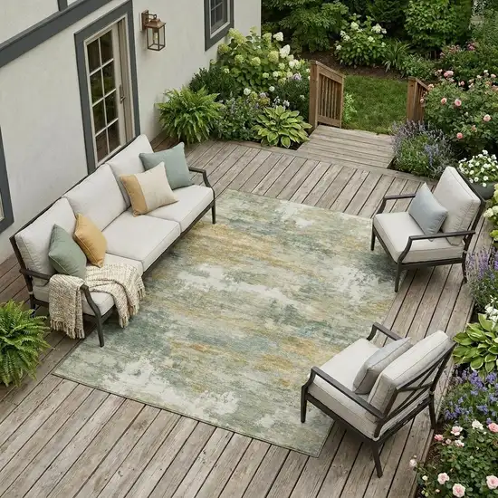 Sage And Green Abstract Washable Indoor Outdoor Area Rug Photo 1