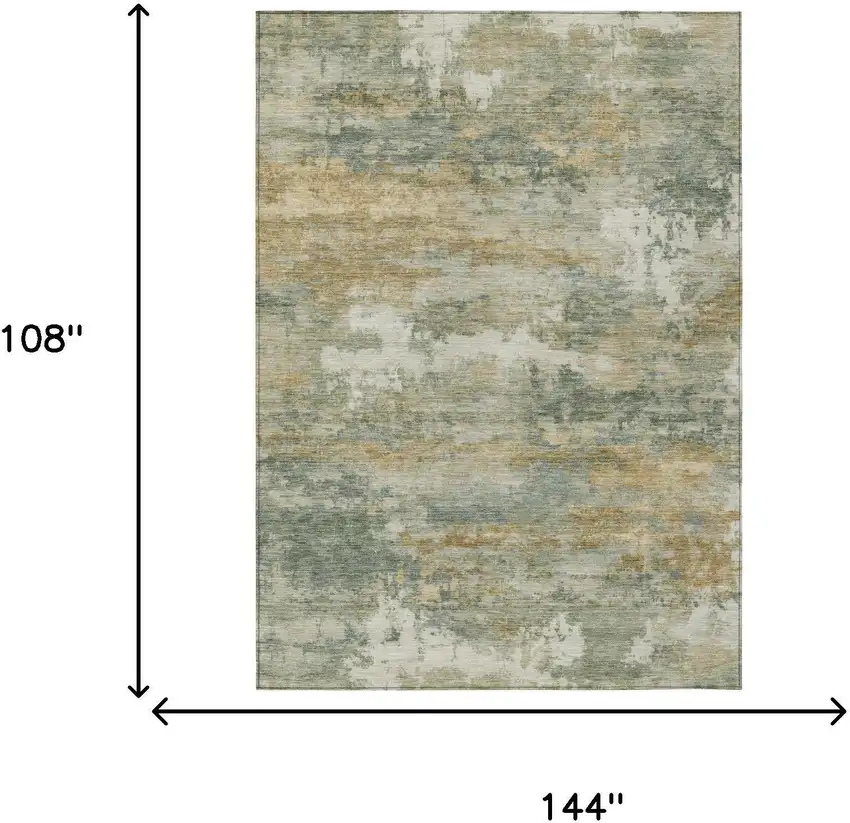 Sage And Green Abstract Washable Indoor Outdoor Area Rug Photo 5
