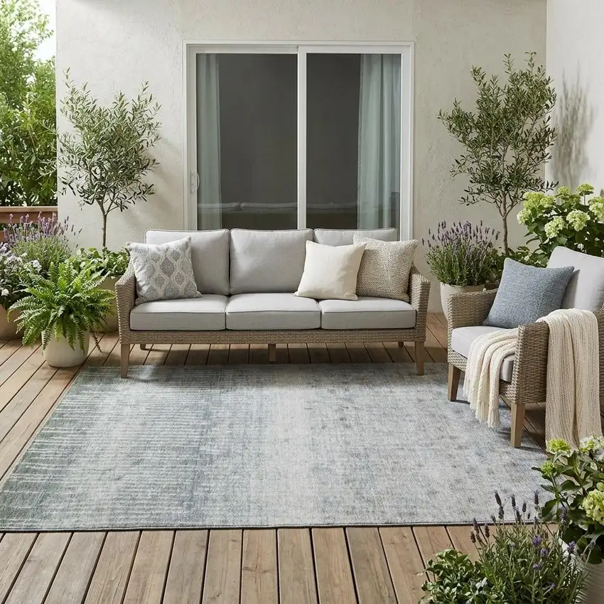 Sage And Green Abstract Washable Indoor Outdoor Area Rug Photo 1
