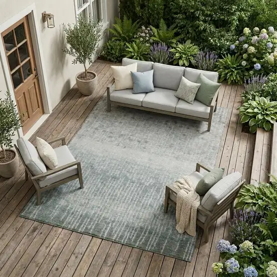 Sage And Green Abstract Washable Indoor Outdoor Area Rug Photo 1