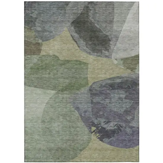 Sage And Green Abstract Washable Indoor Outdoor Area Rug Photo 1