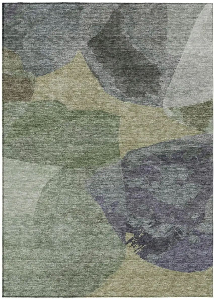 Sage And Green Abstract Washable Indoor Outdoor Area Rug Photo 1