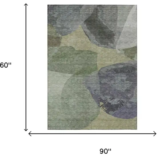 Sage And Green Abstract Washable Indoor Outdoor Area Rug Photo 6