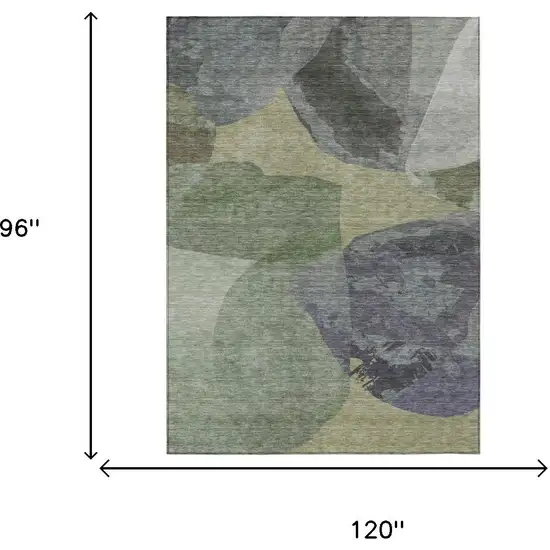 Sage And Green Abstract Washable Indoor Outdoor Area Rug Photo 6