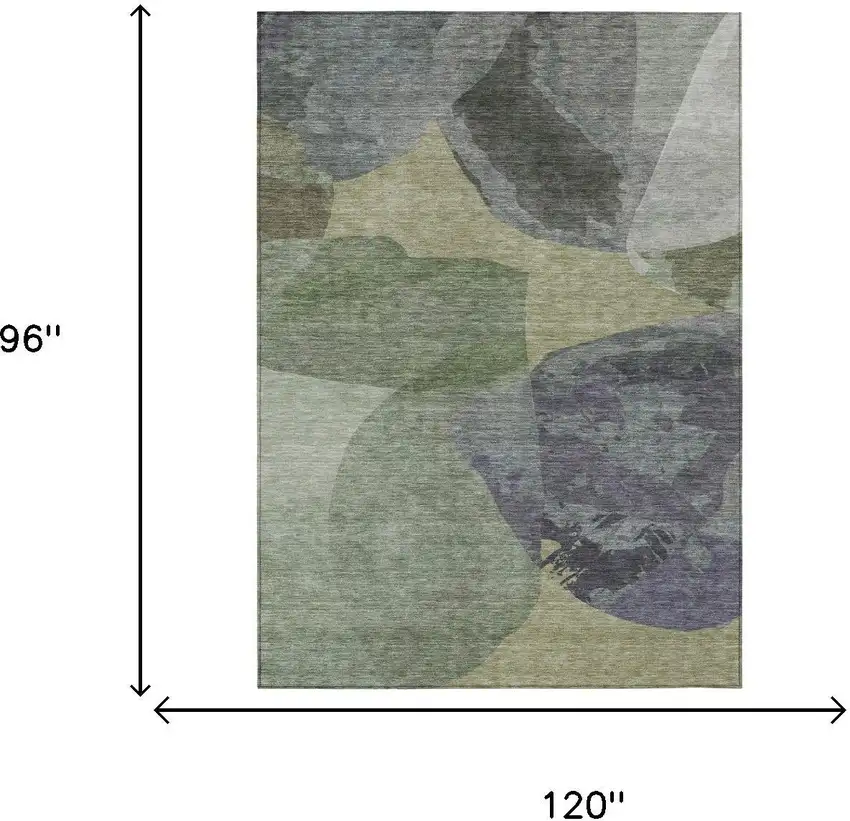 Sage And Green Abstract Washable Indoor Outdoor Area Rug Photo 6