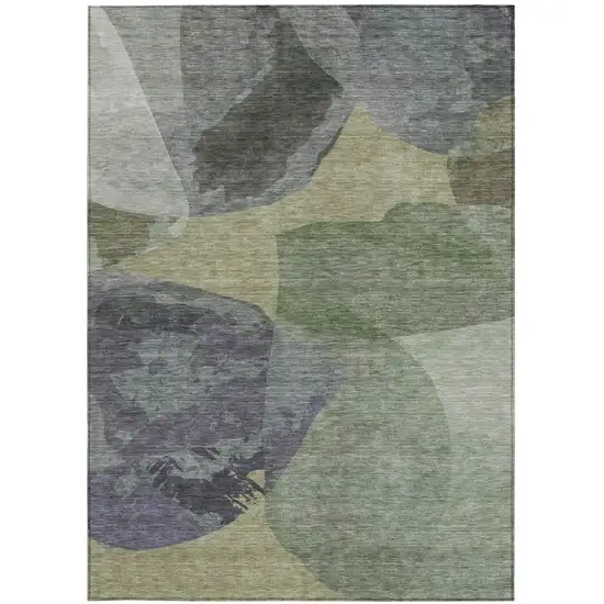 Sage And Green Abstract Washable Indoor Outdoor Area Rug Photo 3