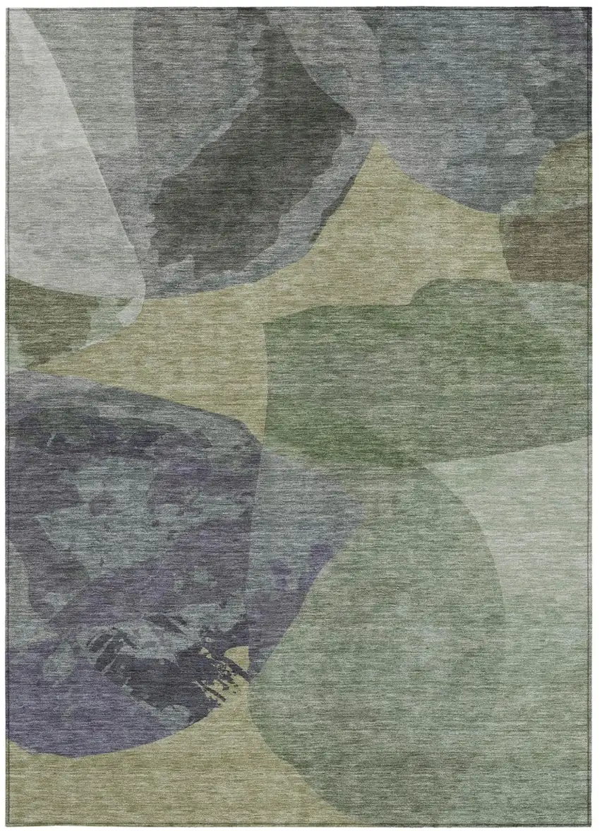 Sage And Green Abstract Washable Indoor Outdoor Area Rug Photo 3