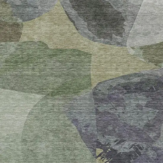 Sage And Green Abstract Washable Indoor Outdoor Area Rug Photo 1