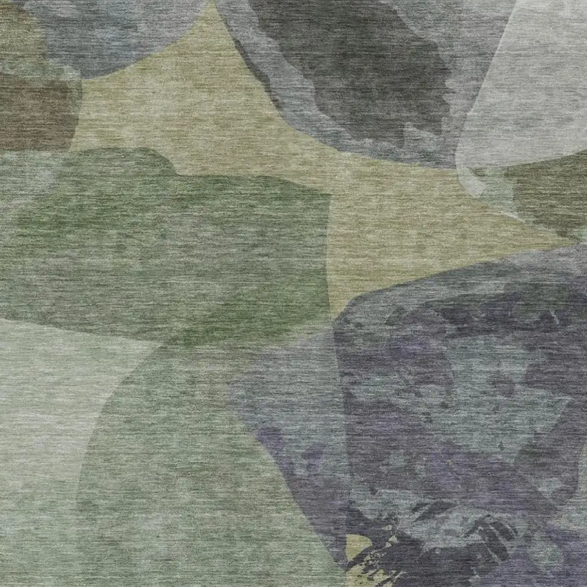 Sage And Green Abstract Washable Indoor Outdoor Area Rug Photo 1